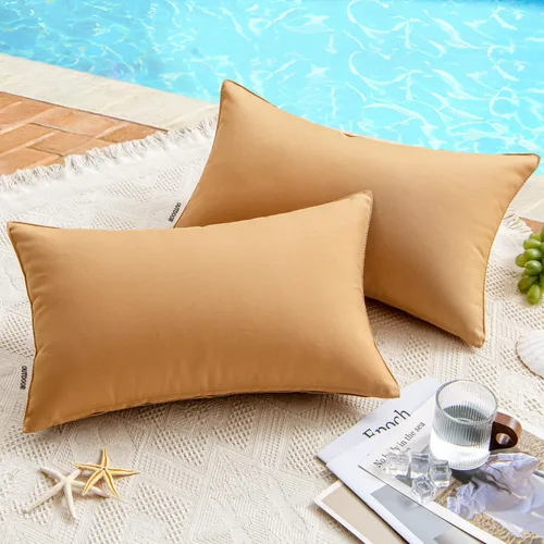 Miniatura 47 de MIULEE - Juego de 2 fundas de almohadas decorativas para exteriores, impermeables, cuadradas, para jardín, para cenador de primavera, tienda de Negro