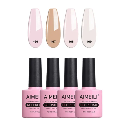 Miniatura 16 de AIMEILI Esmalte de uñas de gel transparente de gelatina helada para remojar UV LED sin hema, esmalte de uñas para el hogar, kit de barniz de SET4-21