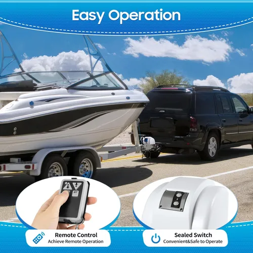 Miniatura 5 de Cabrestante de anclaje eléctrico de 12 V con control remoto, ancla de agua salada marina para lancha de pesca, lancha pontón (45 libras/blanco)
