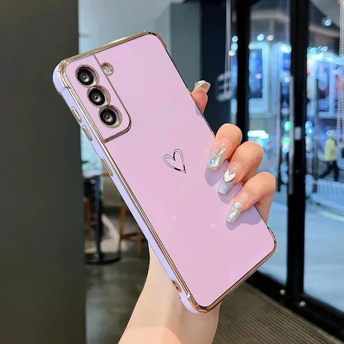 Miniatura 40 de ZTOFERA Funda diseñada para Samsung Galaxy S20 FE 5G, borde chapado de lujo, patrón de corazones de amor con pulsera y función atril, protección