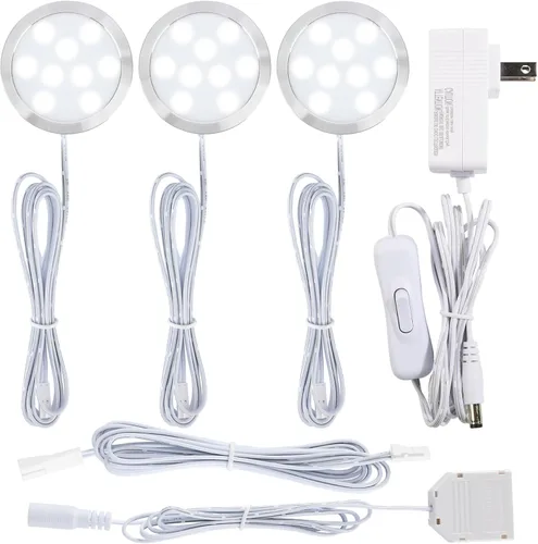 Miniatura 8 de Kit de iluminación LED de Meigour para debajo o encima del mostrador, iluminación de acento para gabinete de cocina, enchufe de pared con cable