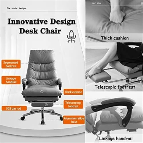 Miniatura 3 de Executive Big and Tall Office Chair Heavy Duty High Back Reclining Computer Desk Chair with Massage Back Linkage Armrests and Retractable Footrest
