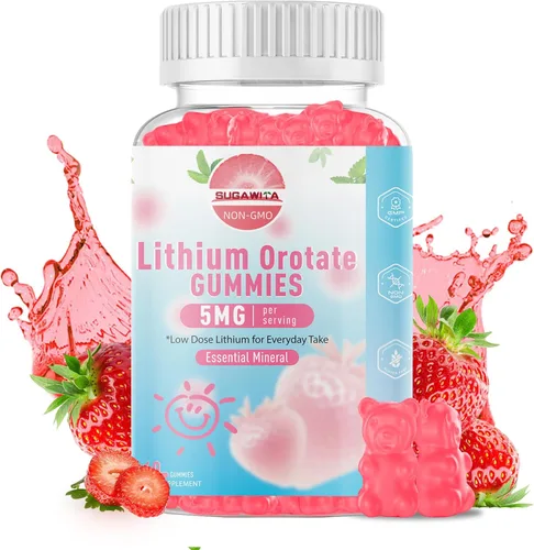 Gomitas de Orotate de litio de 5 mg | Suplemento de litio masticable biodisponible alimentado por plantas | Apoyo para el equilibrio diario de la