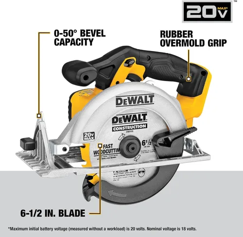 Miniatura 4 de DEWALT 20V MAX Cordless Drill Driver and Circular Saw Combo Kit with 2 x 2 Ah Batteries and Charger, Contractor Bag (DCK252D2)