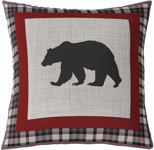 Miniatura 7 de Cartoon Bear Pillow Cover Cute Wild Animal Paw Print Cushion Cover for Kids Boys Girls Teens Jungle Pine Trees Silhouette Cabin Pillow Case for