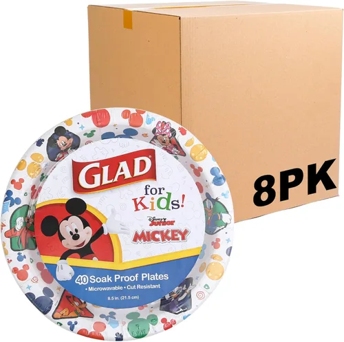 Miniatura 7 de Glad para Niños Platos de Papel Desechables de Disney Mickey y sus Amigos - Resistentes, A Prueba de Remojo, Aptos para Microondas, Platos