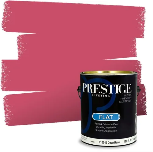 Miniatura 94 de Prestige Paints E100-T-SW6591 Pintura exterior e imprimación en uno, 1 galón, plano, combinación comparable de Sherwin Williams Amaryllis, 1 galón