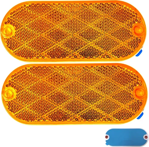 Miniatura 11 de All Star Truck Parts Reflectores ovalados rojos/ámbares autoadhesivos o con montaje para taladrar, montaje rápido SAE 13 DOT (Rojo, 6)