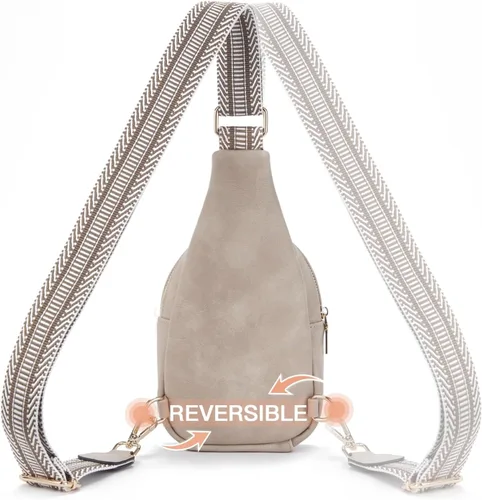 Miniatura 110 de Telena Riñonera pequeña para mujer, de cuero, cangureras, bolsa de pecho para mujer
