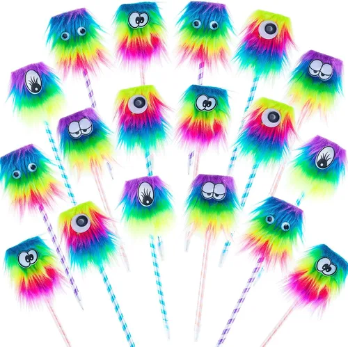 Outus 20 bolígrafos divertidos para niños, lindos y novedosos bolígrafos esponjosos, herramientas de escritura de arco iris, regalos de regreso a la