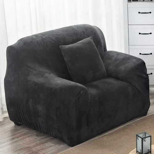 Miniatura 11 de vctops Funda elástica para sofá de 4 plazas de terciopelo de felpa, 1 pieza, con parte inferior elástica, protector de muebles suave y esponjoso
