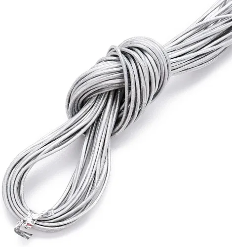 Miniatura 27 de Cuerda redonda de cuero real de 21 yardas, cuerda trenzada de cuero genuino para hacer joyas, collares, pulseras, cordones de zapatos, correas