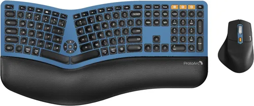 Miniatura 12 de ProtoArc Teclado y mouse ergonómico, EKM01 Plus Combo de teclado y mouse inalámbricos Bluetooth de tamaño completo, reposa muñecas acolchado, diseño
