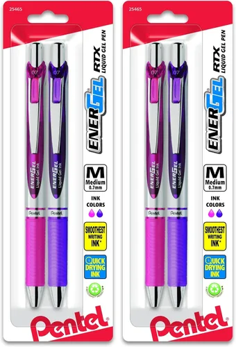 Miniatura 14 de Pentel EnerGel RTX - Bolígrafo de gel líquido retráctil (¹/₃₂ pulgadas), punta de metal, línea mediana, tinta azul marino, paquete de 2