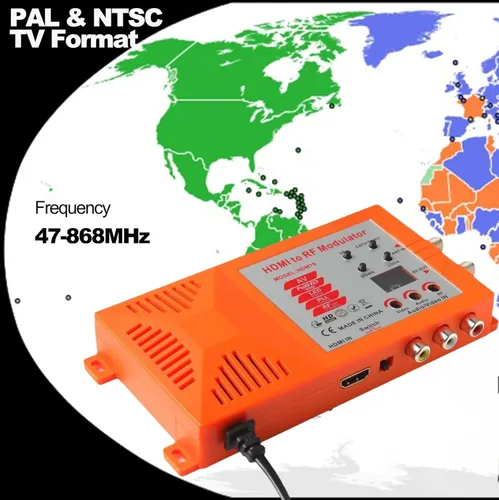 Miniatura 2 de Modulador HDMI a RF, CVBS RCA a adaptador coaxial, convertidor coaxial VHF UHF AV HDMI a RF con interruptor ANT y canal para TV PAL NTSC formato PS2