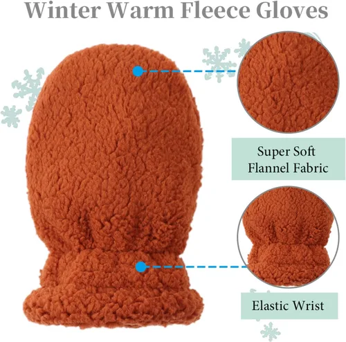 Miniatura 3 de Zsedrut Guantes de invierno para bebés y niños, guantes cálidos con forro polar para niños de 1 a 7 años