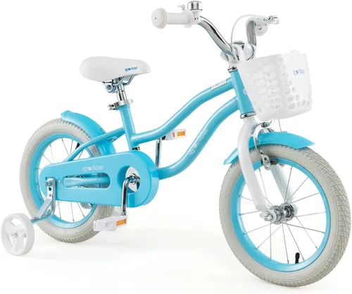Miniatura 37 de BABY JOY Kids Bike, 12 14 16 18 20 Inch Boys Girls Bike w/Adjustable Seat, Removable Basket, Handbrake & Coaster Brake, Training Wheels or Turquesa
