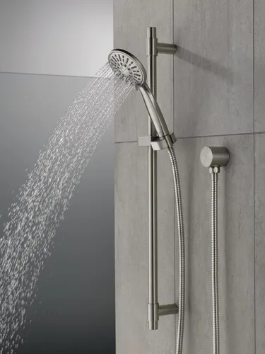 Miniatura 2 de Barra de deslizamiento para ducha de mano Delta con manguera, cabezal de ducha de mano cepillado en níquel, barra de deslizamiento para ducha