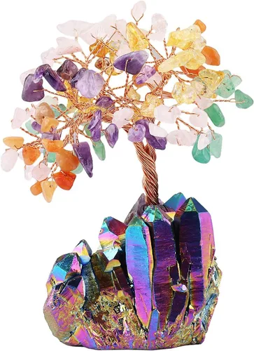 Miniatura 14 de Mookaitedecor - Árbol de cristal con base de cuarzo, bonsái para la riqueza y buena suerte