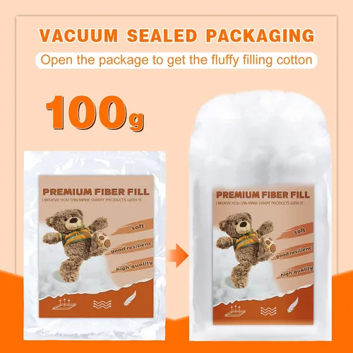 Miniatura 2 de Relleno de fibra de 3.52 onzas para animales de peluche, fibra de poliéster premium, relleno de relleno de poliéster reciclado, relleno de almohada