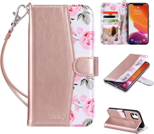 Miniatura 15 de ULAK Funda de piel sintética compatible con iPhone 11 con tarjetero y cierre magnético con función atril, a prueba de golpes, para iPhone 11 de 6.1