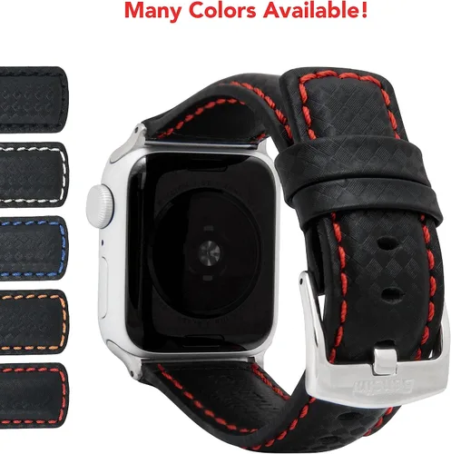 Miniatura 2 de Bandini Correa de cuero de fibra de carbono para hombre para Apple Watch de 1.732 in 1.772 in 1.654 in 1.614 in 1.575 in 1.496 in Ultra 1.929 in
