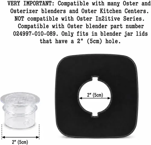 Miniatura 2 de Univen Tapa de llenado de licuadora compatible con batidoras Oster y Osterizer con orificio de 2 pulgadas (2.0 in) hechas de plástico transparente