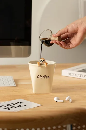Miniatura 4 de DIHOclub Taza de cerámica divertida con perezoso 3D para mujeres y hombres, taza de café con diseño de perezoso para regalar a los mejores amigos
