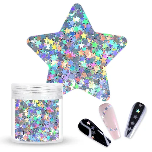 Laza Estrellas de 0.35 oz con purpurina de confeti brillante holográfico micro cinco ángulos estrella falsas lentejuelas acrílico paillettes para