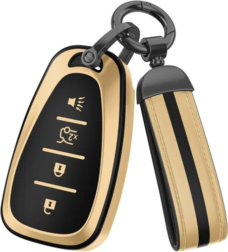 Para accesorios de funda de llavero Chevy, material de TPU mate, con un bonito llavero de cuero, para Equinox Malibu Camaro Cruze Blazer Traverse