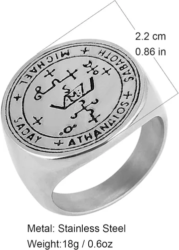 Miniatura 5 de HZMAN Anillo de acero inoxidable con sello del arcángel guardián Michael Talisman