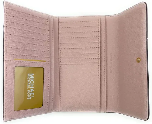 Miniatura 5 de Michael Kors Billetera grande de viaje Jet Set para mujer (Powder Blush), Powder Blush, Billetera triple