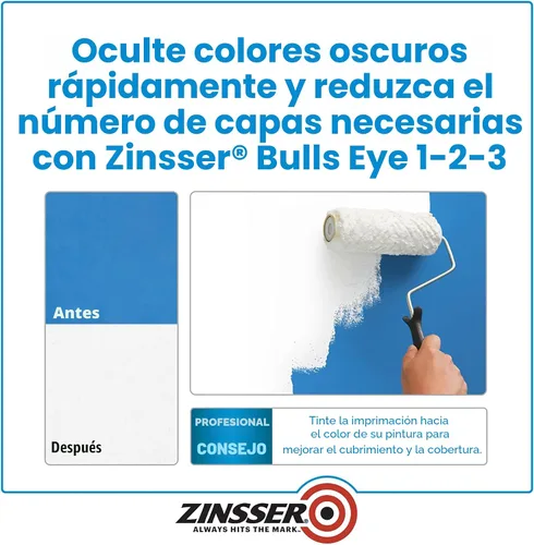 Miniatura 6 de 1 cuarto de galón Bulls Eye 1-2-3 Imprimador Sellador Matamanchas Blanco