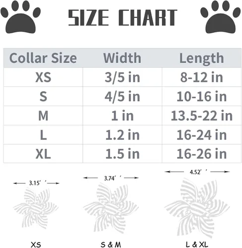 Miniatura 7 de Lionet Paws Collar para perro con flor – Lindo collar de algodón ajustable para perro y gato con hebilla de metal para cachorros, hembras, XS