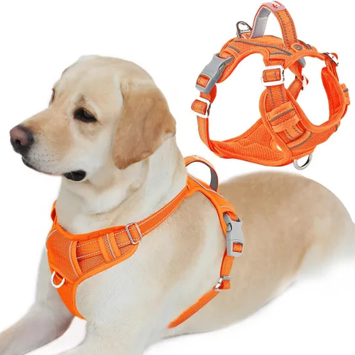 Miniatura 61 de BARKBAY Arnés para perro sin tirones con bolsillo para etiqueta de identificación, resistente, reflectante, fácil control para perros grandes