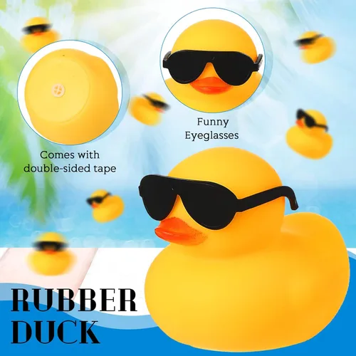 Miniatura 3 de Chivao 36 piezas de mini patos de goma con 36 lentes de sol de goma a granel para bañera de patitos juguetes para niños, regalos de Navidad, San