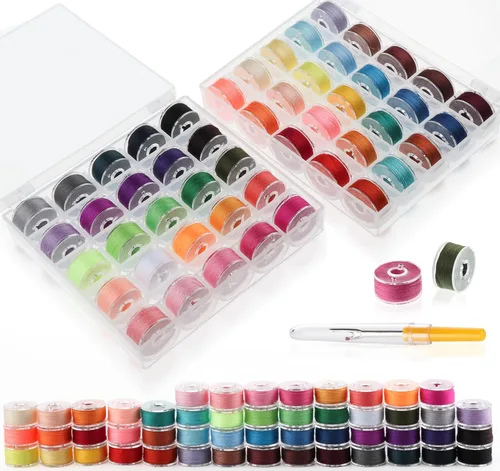 Miniatura 9 de 210 piezas de hilo de bobina preenrollado, 36 colores de hilo de coser, hilo de poliéster, tamaño A clase 15 para bobina