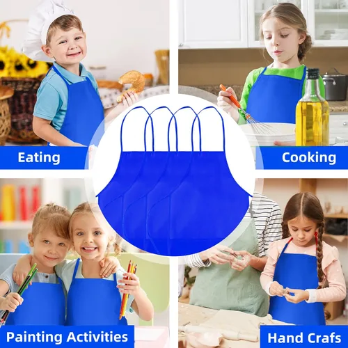 Miniatura 7 de CHRORINE Paquete de 6/12/24 Delantales de Pintura para Niños Pequeños Delantales de Arte para Niños Delantal de Pintura Bata para Pintura Cocina