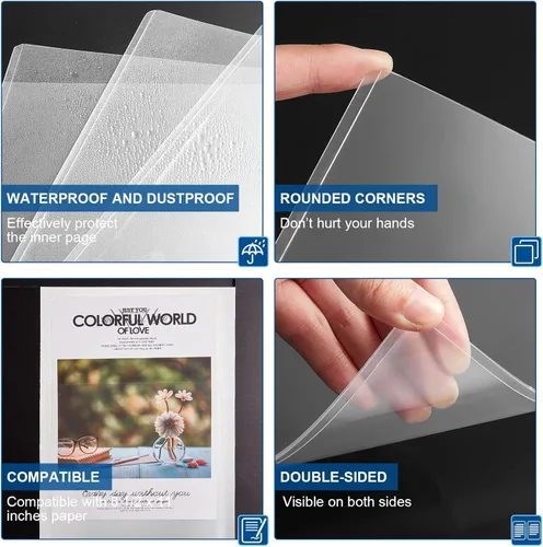Miniatura 3 de Jecery 10 protectores rígidos de impresión de 8.5 x 11 pulgadas, protectores de páginas de papel de plástico rígido transparente para documentos