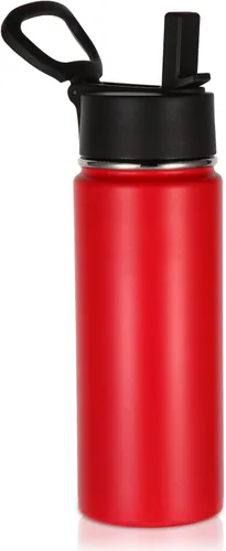 Miniatura 44 de Volhoply Paquete a Granel de 8 Botellas de Agua Aisladas de 18 Onzas, Botellas de Agua de Acero Inoxidable para Niños con Tapa con Pajita, Botella