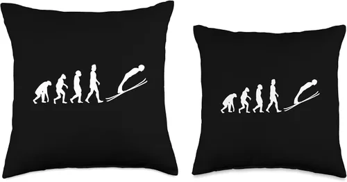 Miniatura 3 de Skispringen Wintersport Skifahren Schnee Piste Evolution Ski Jumping Throw Pillow, 16x16, Multicolor