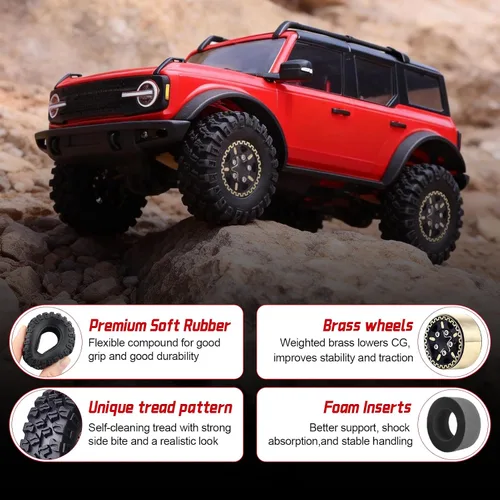 Miniatura 4 de Hobbypark Ruedas y neumáticos Beadlock de latón 1.0 para TRX4M actualizaciones Axial SCX24 1/24 RC Crawler piezas de repuesto, juego de 4 (tipo A)