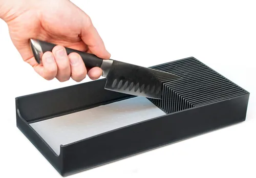 Miniatura 4 de KNIFEdock Organizador de cuchillos de bambú para cajones de cocina, bloque de cuchillos de 15 pulgadas con compuesto de corcho, ahorro de espacio