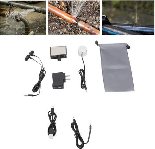 Miniatura 6 de Detector de fugas de agua subterránea con sondas duales, herramienta de detección de fugas de tuberías, probador amplificador de sonido recargable