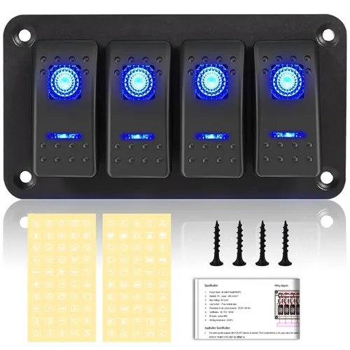 Miniatura 15 de Panel de interruptor 2 bandas de palanca de aluminio, interruptor basculante impermeable de 12V/24V para barco marino, interruptores