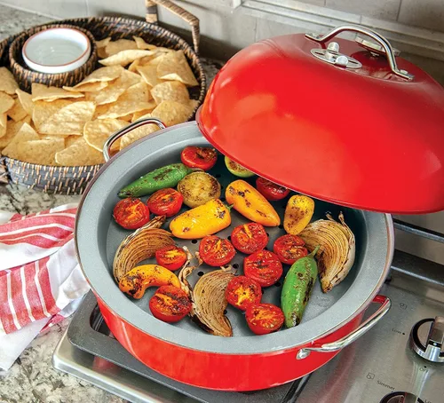 Miniatura 4 de Nordic Ware Ahumador de Hervidor para Estufa, Tamaño Completo, Rojo