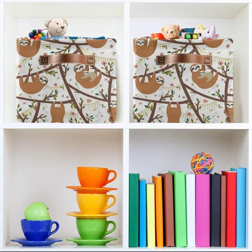 Miniatura 6 de Moudou Cesta de almacenamiento de perezosos cuadrada plegable para ropa sucia, juguetes con asas para dormitorio, armario, guardería, dormitorio