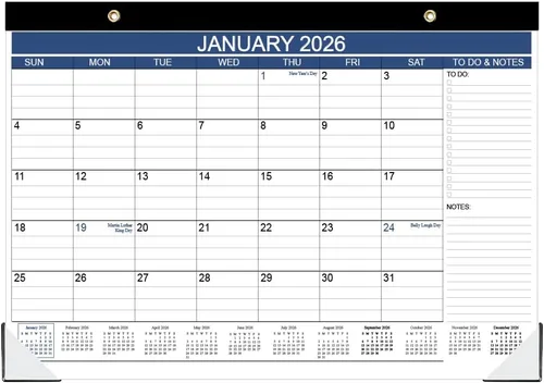 Calendario de escritorio 2026-2027, funciona desde enero de 2026 hasta junio de 2027, calendario de escritorio con lista de tareas, papel de 140