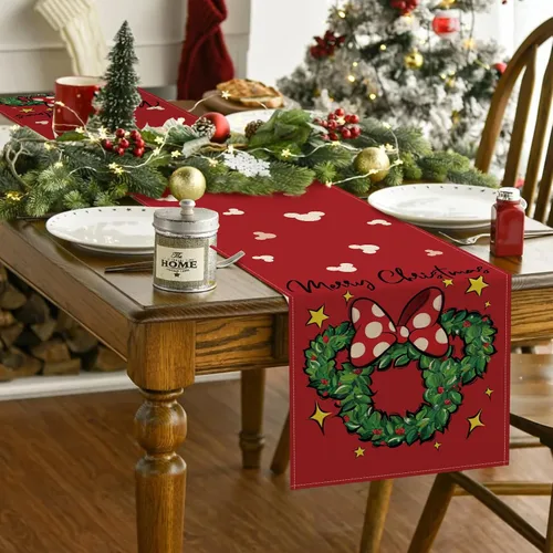 Miniatura 6 de Seliem Corona Navideña con Guirnalda de Mesa, Arco de Puntitos Rojos de Navidad, Decoración de Mesa de Cocina y Comedor, Decoración Navideña