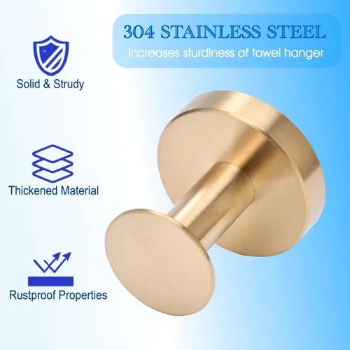 Miniatura 3 de NEWRAIN Ganchos para toallas de baño, paquete de 2 toalleros para pared de baño, puerta de armario, cocina, dormitorio, hotel, diseño moderno y sin